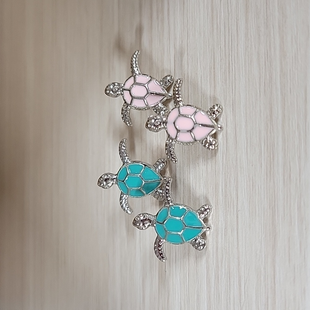 Painted Enamel Sea Turtle Earrings, choice of color